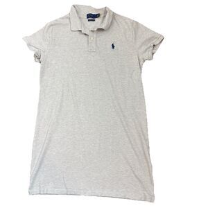 Polo Ralph Lauren Cotton Shirt Dress Womens Size L The Mesh Mini Gray Blue Logo